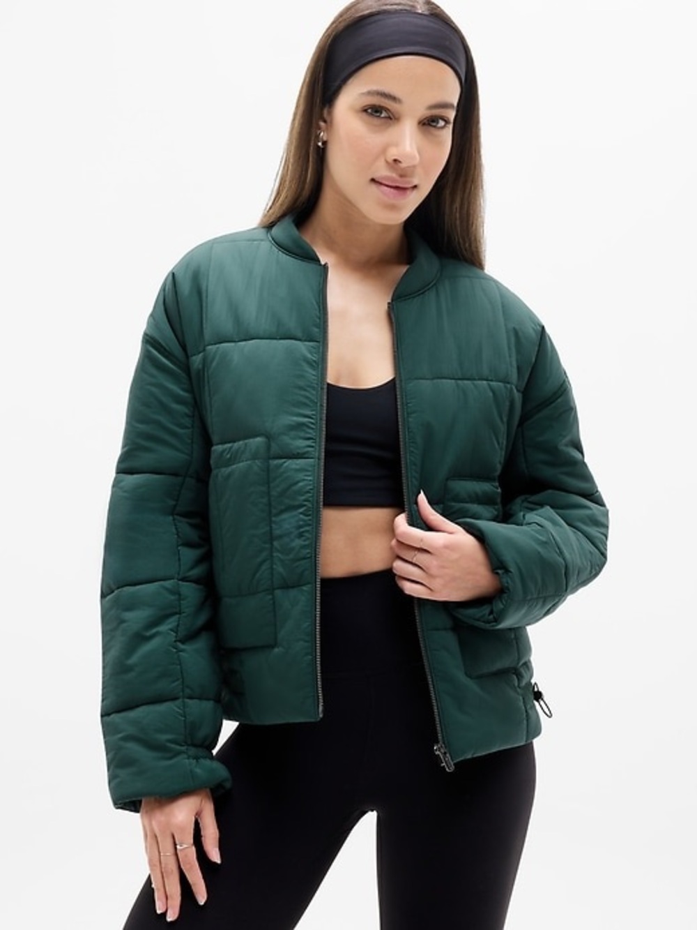 Athleta Evergreen Jacket - Pine Green - Large Petite